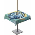 thumbnail image 1 of Fsddascl Coastal Ocean Outdoor Tablecloth - 54x54 Inch Square Dining Table Cover, Summer Abstract Stripe Ombre Fish Waterproof Outdoor Table Cloth with Umbrella Hole & Zipper for Picnic/Patio/Party, 1 of 7