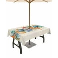 thumbnail image 1 of Fsddascl Coastal Outdoor Tablecloth - 60x84 Inch Rectangle Dining Table Cover, Summer Beach Starfish Coral Shell Nautical Waterproof Outdoor Table Cloth with Umbrella Hole & Zipper for Picnic/Patio, 1 of 7