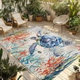 thumbnail image 1 of Fsddascl Coastal Sea Turtle Outdoor Rug for Patio/Deck/Porch, Non-Slip Large Area Rug 5 x 8 Ft, Rustic Vintage Nautical Starfish Coral Indoor Outdoor Rugs Washable Area Rugs, Camping Rug Carpet, 1 of 5
