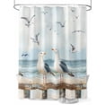 thumbnail image 1 of Fsddascl Coastal Seagull Shower Curtain Set - 48" x 72" Washable Bathtub Curtain with 12 Hooks, Summer Beach Ocean Birds Retro Waterproof Fabric Stall Shower Curtains for Bathroom/Bathtub Décor, 1 of 6