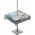 thumbnail image 1 of Fsddascl Coastal Starfish Outdoor Tablecloth - 60x60 Inch Square Dining Table Cover, Beach Summer Starfish Nautical Shell Blue Waterproof Outdoor Table Cloth with Umbrella Hole & Zipper for Patio, 1 of 7