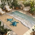 thumbnail image 1 of Fsddascl Coastal Turtle Outdoor Rug for Patio/Deck/Porch, Non-Slip Large Area Rug 4 x 6 Ft, Summer Beach Nautical Ocean Waves Indoor Outdoor Rugs Washable Area Rugs, Reversible Camping Rug Carpet, 1 of 5