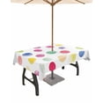 thumbnail image 1 of Fsddascl Colorful Dots Outdoor Tablecloth - 54x80 Inch Rectangle Dining Table Cover, Boho Abstract Rainbow Geometric Modern Waterproof Outdoor Table Cloth with Umbrella Hole & Zipper for Patio, 1 of 7