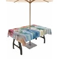 thumbnail image 1 of Fsddascl Colorful Flowers Outdoor Tablecloth - 60x102 Inch Rectangle Dining Table Cover, Farmhouse Watercolor Spring Floral Waterproof Outdoor Table Cloth with Umbrella Hole & Zipper for Patio, 1 of 7