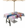 thumbnail image 1 of Fsddascl Colorful Oil Painted Outdoor Tablecloth - 60x102 Inch Rectangle Dining Table Cover, Modern Abstract Art Waterproof Outdoor Table Cloth with Umbrella Hole & Zipper for Picnic/Patio/Party, 1 of 7