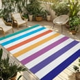 thumbnail image 1 of Fsddascl Colorful Striped Outdoor Rug for Patio/Deck/Porch, Non-Slip Large Area Rug 6 x 9 Ft, Rainbow Color Abstract Art Indoor Outdoor Rugs Washable Area Rugs, Reversible Camping Rug Carpet Runner, 1 of 5