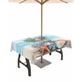 thumbnail image 1 of Fsddascl Coral Bottle Coastal Outdoor Tablecloth - 54x80 Inch Rectangle Dining Table Cover, Summer Beach Starfish Waterproof Outdoor Table Cloth with Umbrella Hole & Zipper for Picnic/Patio/Party, 1 of 7