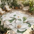thumbnail image 1 of Fsddascl Country Flowers Outdoor Rug for Patio/Deck/Porch, Non-Slip Large Area Rug 5 x 8 Ft, Botanical White Floral Leaves Butterfly Indoor Outdoor Rugs Washable Area Rugs, Camping Rug Carpet, 1 of 5