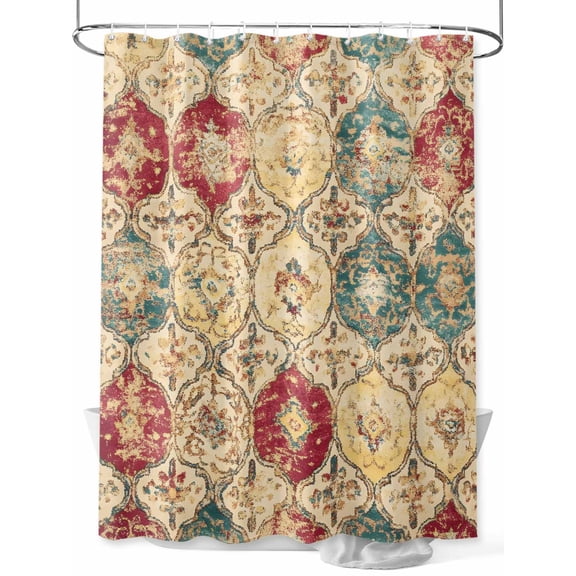 Fsddascl Country Morocco Shower Curtain Set - 48" x 72" Washable Bathtub Curtain with 12 Hooks, Vintage Chic Shabby Texture Aesthetic Waterproof Fabric Stall Shower Curtains for Bathroom/Bathtub