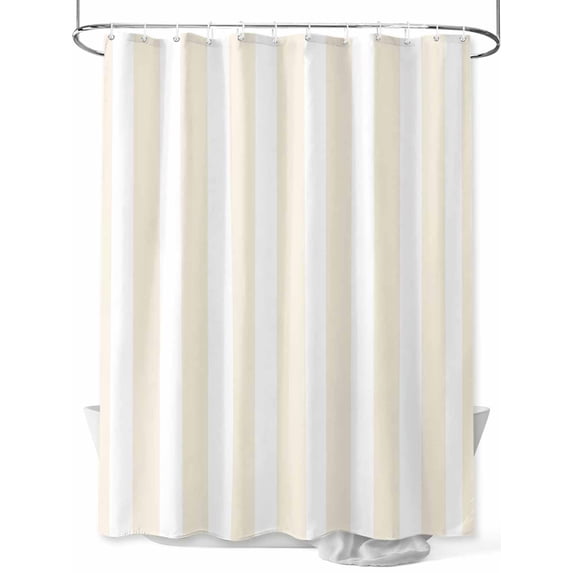 Fsddascl Cream Striped Shower Curtain Set - 48" x 72" Washable Bathtub Curtain with 12 Hooks, Modern Farmhouse Cream White Stripes Waterproof Fabric Stall Shower Curtains for Bathroom/Bathtub Décor