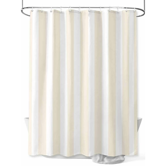 Fsddascl Cream Striped Shower Curtain Set - Small 36" x 72" Washable Bathtub Curtain with 12 Hooks, Modern Farmhouse Cream White Stripes Waterproof Fabric Stall Shower Curtains for Bathroom/Bathtub
