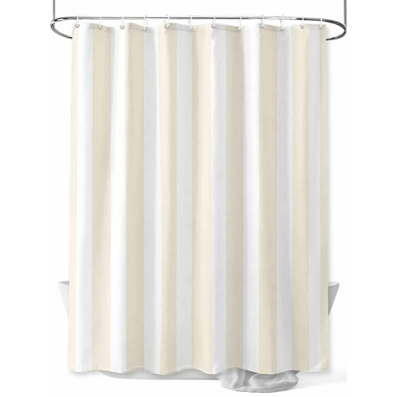 Fsddascl Cream Striped Shower Curtain Set - Standard 72" x 72" Bathtub Curtain with 12 Hooks, Modern Farmhouse Cream White Stripes Waterproof Fabric Stall Shower Curtains for Bathroom/Bathtub