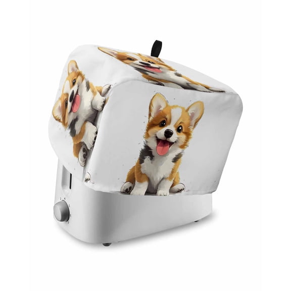 Fsddascl Cute Pet Puppy Small Toaster Cover 2 Slice, Kitchen Appliance Covers, Modern Cartoon Sitting Dog Animal Toaster Oven Cover with Loop, Bread Machine Cover Polyester Dust Cover Protection