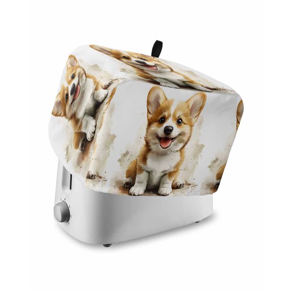Fsddascl Cute Puppy Toaster Cover 2 Slice, Small Kitchen Appliance Covers, Simple Funny Brown Dog Animal Portrait Toaster Oven Cover with Loop, Bread Machine Cover Polyester Dust Cover Protection