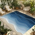 thumbnail image 1 of Fsddascl Dark Blue Waves Outdoor Rug for Patio/Deck/Porch, Non-Slip Large Area Rug 6 x 9 Ft, Modern Minimalism Ombre Sea Waves Indoor Outdoor Rugs Washable Area Rugs, Reversible Camping Rug Carpet, 1 of 5