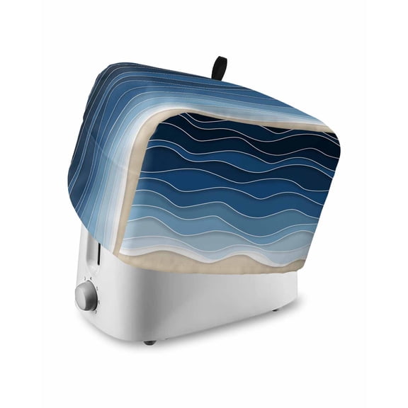 Fsddascl Dark Blue Waves Toaster Cover 2 Slice, Small Kitchen Appliance Covers, Modern Minimalism Ombre Sea Waves Toaster Oven Cover with Loop, Bread Machine Cover Polyester Dust Cover Protection