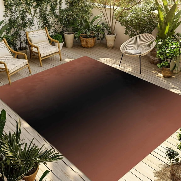 Fsddascl Dark Orange Black Ombre Outdoor Rug for Patio/Deck/Porch, Non-Slip Large Area Rug 5 x 8 Ft, Modern Gradient Abstract Art Indoor Outdoor Rugs Washable Area Rugs, Camping Rug Carpet