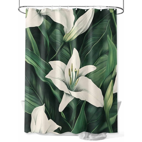 Fsddascl Elegant Flower Shower Curtain Set - 60" x 72" Washable Bathtub Curtain with 12 Hooks, Rustic Floral Retro Green Plant Leaf Waterproof Fabric Stall Shower Curtains for Bathroom/Bathtub