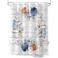 thumbnail image 1 of Fsddascl Fall Blue Pumpkins Shower Curtain Set - 72" x 78" Washable Bathtub Curtain with 12 Hooks, Thanksgiving Eucalyptus Grey Wood Waterproof Fabric Stall Shower Curtains for Bathroom/Bathtub, 1 of 6
