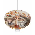 thumbnail image 1 of Fsddascl Fall Pumpkin Hedgehog Outdoor Tablecloth - 60 Inch Round Dining Table Cover, Thanksgiving Maple Leaf Rustic Waterproof Outdoor Table Cloth with Umbrella Hole & Zipper for Picnic/Patio/Party, 1 of 7