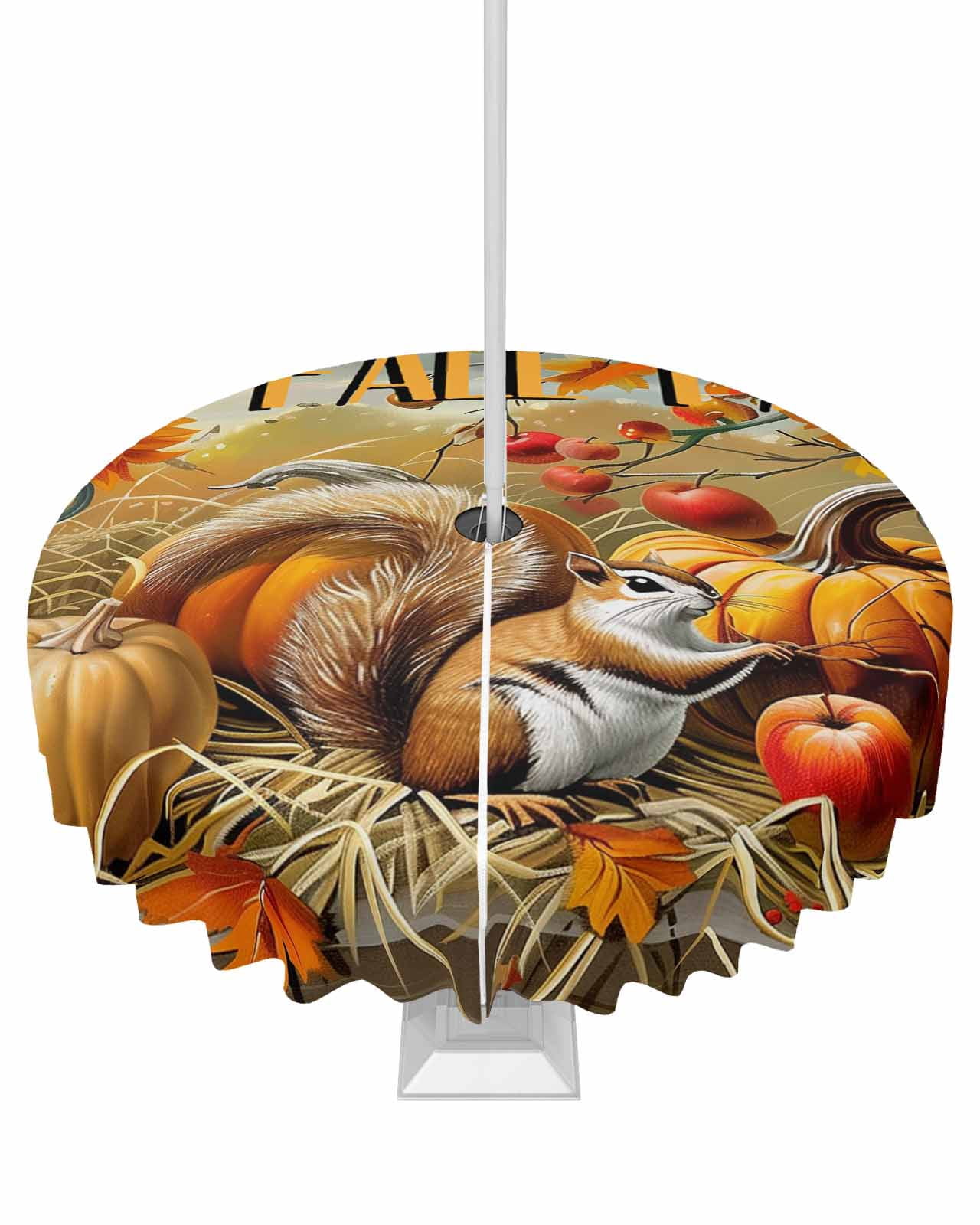 Fsddascl Fall Pumpkins Outdoor Tablecloth - 54 Inch Round Dining Table ...