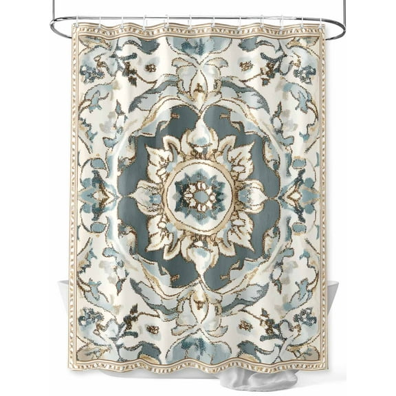 Fsddascl Farmhouse Boho Shower Curtain Set - Small 36" x 72" Washable Bathtub Curtain with 12 Hooks, Vintage Farmhouse Bohemia Pattern Art Waterproof Fabric Stall Shower Curtains for Bathroom
