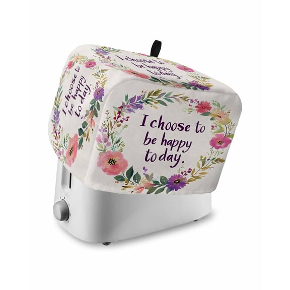 Fsddascl Floral Leaves Wreath Small Toaster Cover 2 Slice, Kitchen Appliance Covers, Summer Floral Toaster Oven Cover with Loop, Bread Machine Cover Polyester Dust Cover Protection