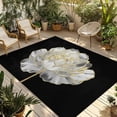 thumbnail image 1 of Fsddascl Flower Black Outdoor Rug for Patio/Deck/Porch, Non-Slip Large Area Rug 4 x 6 Ft, Gold White Abstract Floral Aesthetic Indoor Outdoor Rugs Washable Area Rugs, Reversible Camping Rug Carpet, 1 of 5