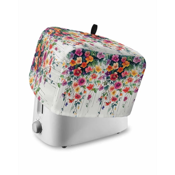 Fsddascl Flower Leaf Small Toaster Cover 2 Slice, Kitchen Appliance Covers, Spring Weeping Blossom Paintings Watercolor Toaster Oven Cover with Loop, Bread Machine Cover Polyester Dust Cover