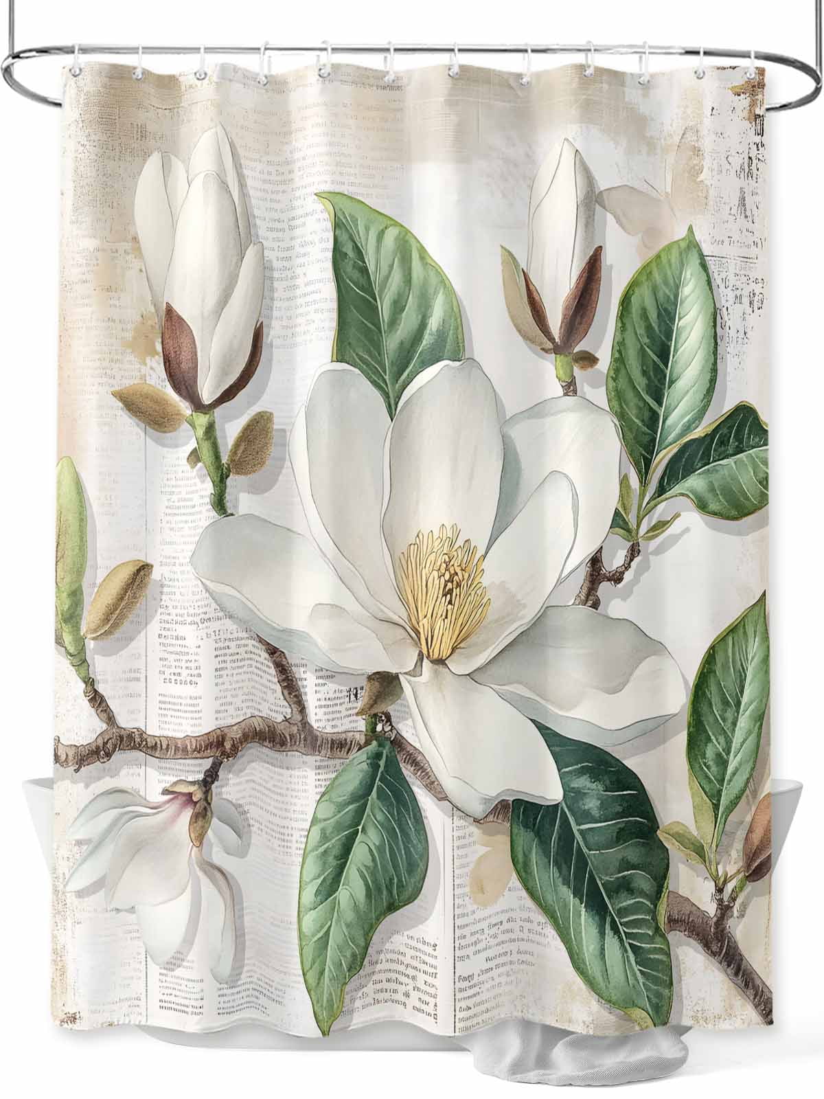 Fsddascl Flowers Leaves Shower Curtain Set - 54" x 78" Washable Bathtub