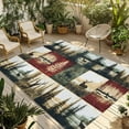 thumbnail image 1 of Fsddascl Forest Reindeer Outdoor Rug for Patio/Deck/Porch, Non-Slip Large Area Rug 4 x 6 Ft, Country Rustic Green Red Patchwork Indoor Outdoor Rugs Washable Area Rugs, Reversible Camping Rug Carpet, 1 of 5
