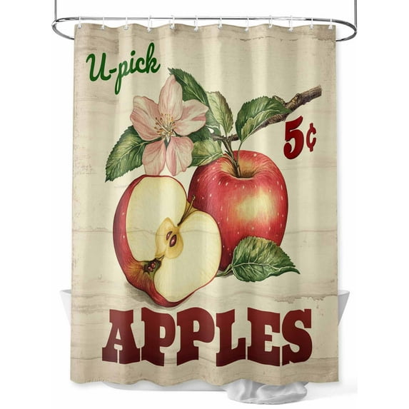 Fsddascl Fruit Floral Shower Curtain Set - 72" x 78" Washable Bathtub Curtain with 12 Hooks, Farmhouse Vintage Botanical Plants Wooden Waterproof Fabric Stall Shower Curtains for Bathroom/Bathtub