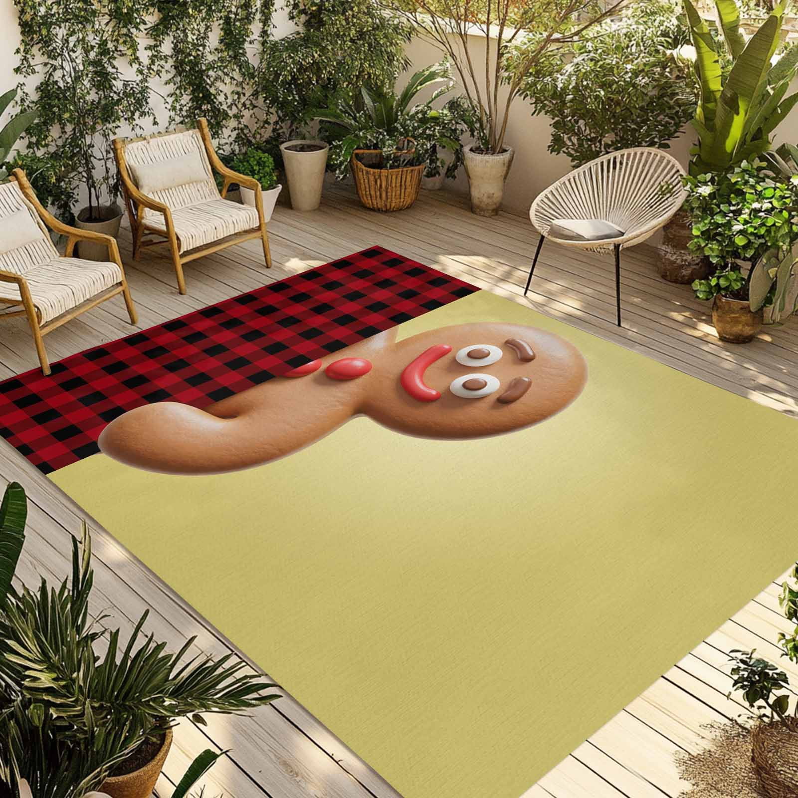 Fsddascl Funny Gingerbread People Outdoor Rug for Patio/Deck/Porch, Non ...