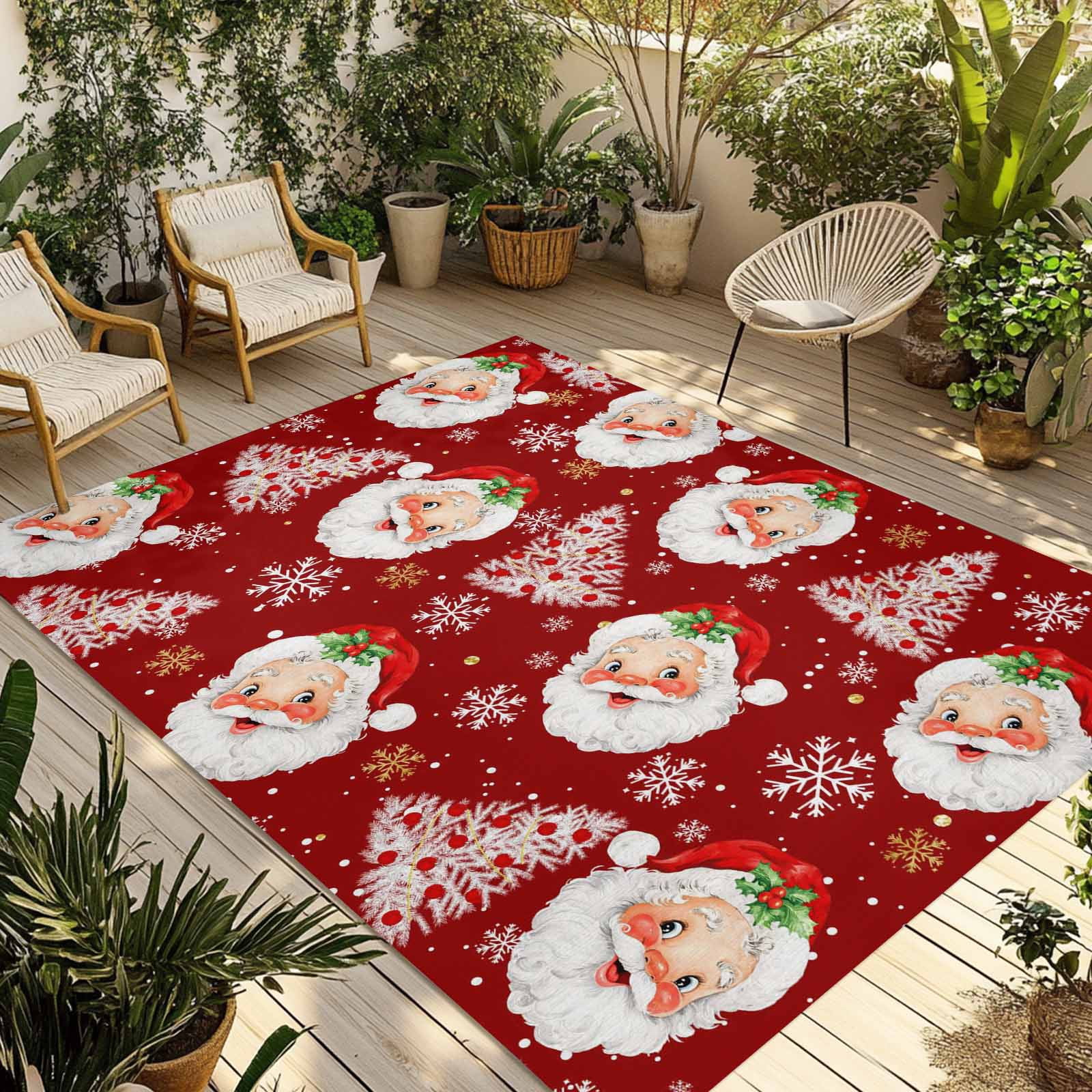 Fsddascl Funny Santa Claus Outdoor Rug for Patio/Deck/Porch, Non-Slip ...