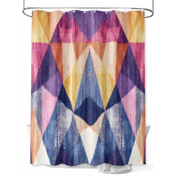 Fsddascl Geometric Shower Curtain Set - 66" x 72" Washable Bathtub Curtain with 12 Hooks, Vintage Colorful Abstract Art Waterproof Fabric Stall Shower Curtains for Bathroom/Bathtub Décor