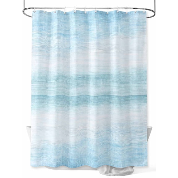 Fsddascl Gradient Aqua Blue Shower Curtain Set - Extra Long 72" x 96" Bathtub Curtain with 12 Hooks, Modern Rustic Minimalist Pastel Solid Waterproof Fabric Stall Shower Curtains for Bathroom