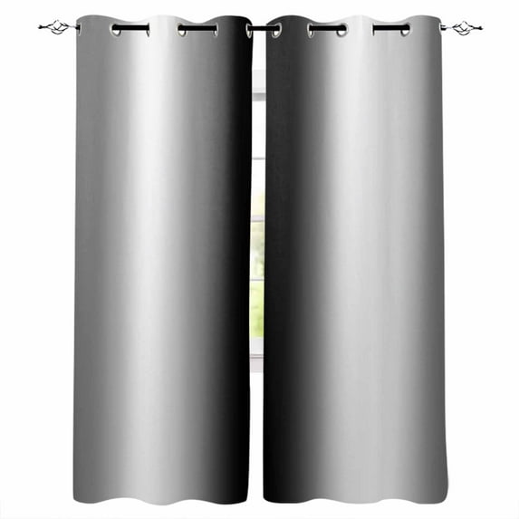 Fsddascl Gray Black Blackout Curtains for Bedroom/Living Room, Thermal Insulated Kitchen Curtains, Modern Gradient Geometric Grommet Darkening Window Treatment Drapes 52"x84"x2