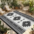 thumbnail image 1 of Fsddascl Gray Boho Outdoor Rug for Patio/Deck/Porch, Non-Slip Large Area Rug 4 x 6 Ft, Southwest Aztec Country Geometric Aesthetic Indoor Outdoor Rugs Washable Area Rugs, Camping Rug Carpet, 1 of 5