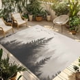 thumbnail image 1 of Fsddascl Gray Mist Forest Outdoor Rug for Patio/Deck/Porch, Non-Slip Large Area Rug 4 x 6 Ft, Vintage Trees Birds Natural Landscape Indoor Outdoor Rugs Washable Area Rugs, Camping Rug Carpet, 1 of 5