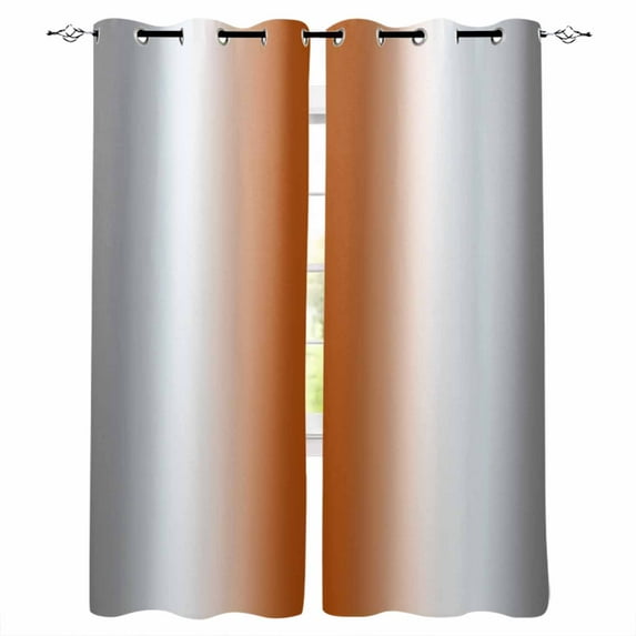 Fsddascl Gray Orange Blackout Curtains for Bedroom/Living Room, Thermal Insulated Kitchen Curtains, Modern Gradient Geometric Grommet Darkening Window Treatment Drapes 42"x84"x2