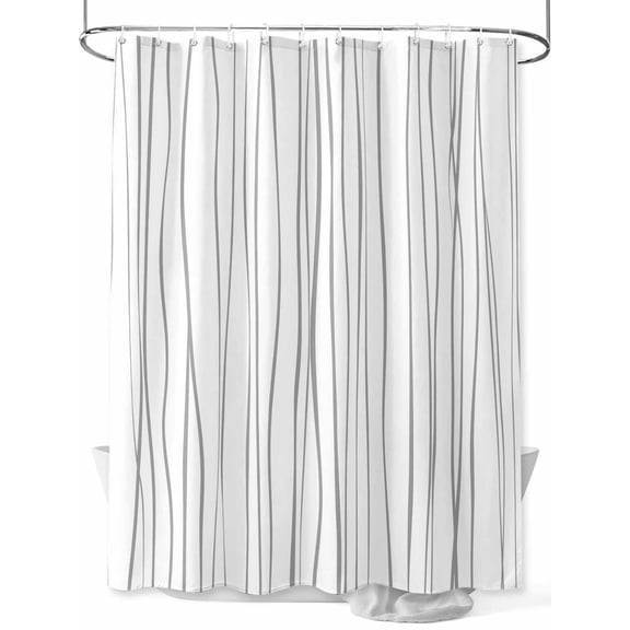 Fsddascl Gray Shower Curtain Set - Long 72" x 84" Washable Bathtub Curtain with 12 Hooks, Abstract Lines Gradient Minimalist Modern Texture Waterproof Fabric Stall Shower Curtains for Bathroom