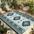 thumbnail image 1 of Fsddascl Green Boho Outdoor Rug for Patio/Deck/Porch, Non-Slip Large Area Rug 5 x 8 Ft, Southwest Ethnic Abstract Geometric Art Indoor Outdoor Rugs Washable Area Rugs, Reversible Camping Rug Carpet, 1 of 5