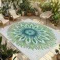 thumbnail image 1 of Fsddascl Green Botanical Circle Outdoor Rug for Patio/Deck/Porch, Non-Slip Large Area Rug 4 x 6 Ft, Abstract Art Vintage Indoor Outdoor Rugs Washable Area Rugs, Reversible Camping Rug Carpet Runner, 1 of 5
