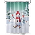 thumbnail image 1 of Fsddascl Green Christmas Shower Curtain Set - Long 72" x 84" Washable Bathtub Curtain with 12 Hooks, Winter Skiing Snowman Pine Tree Waterproof Fabric Stall Shower Curtains for Bathroom/Bathtub, 1 of 6