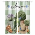 thumbnail image 1 of Fsddascl Green Floral Blackout Curtains for Bedroom/Living Room, Thermal Insulated Kitchen Curtains, Potted Plant Butterfly Flowers Boots Plaid Grommet Darkening Window Treatment Drapes 27.5"x39"x2, 1 of 6