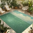 thumbnail image 1 of Fsddascl Green Glowing Ocean Sky Outdoor Rug for Patio/Deck/Porch, Non-Slip Large Area Rug 5 x 8 Ft, Abstract Nature Clouds Indoor Outdoor Rugs Washable Area Rugs, Reversible Camping Rug Carpet, 1 of 5