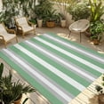 thumbnail image 1 of Fsddascl Green Grey Stripe Outdoor Rug for Patio/Deck/Porch, Non-Slip Large Area Rug 4 x 6 Ft, Minimalist Farmhouse Striped Indoor Outdoor Rugs Washable Area Rugs, Reversible Camping Rug Carpet, 1 of 5