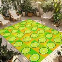 Fsddascl Green Lemon Plaid Outdoor Rug for Patio/Deck/Porch, Non-Slip Large Area Rug 4 x 6 Ft, Summer Farmhouse Checkered Buffalo Indoor Outdoor Rugs Washable Area Rugs, Camping Rug Carpet