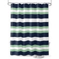 thumbnail image 1 of Fsddascl Green Navy Blue Striped Shower Curtain Set - 48" x 72" Washable Bathtub Curtain with 12 Hooks, Chic Abstract Lines Geometric Waterproof Fabric Stall Shower Curtains for Bathroom/Bathtub, 1 of 6