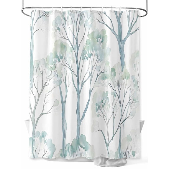 Fsddascl Green Ombre Leaves Tree Shower Curtain Set - 48" x 72" Washable Bathtub Curtain with 12 Hooks, Vintage Green Forest Waterproof Fabric Stall Shower Curtains for Bathroom/Bathtub Décor